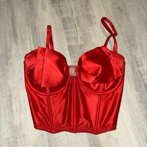Red Satin Bustier Top